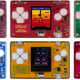 A tiled collage of six Super Impulse Micro Arcades handhelds against a white background.
